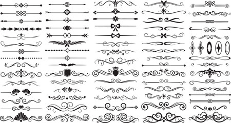 Ornate decorative divider vector set with elegant line separators, vintage flourishes, whimsical borders and creative embellishment elements eps © arraygraphic1