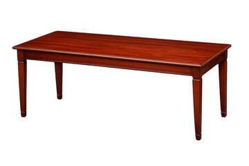 Fototapeta premium Wooden dining table with a rich mahogany finish, adding classic elegance to interior design and home staging projects