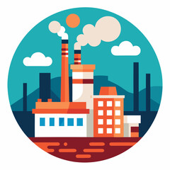 Obraz premium Industrial factory complex with smokestacks and buildings