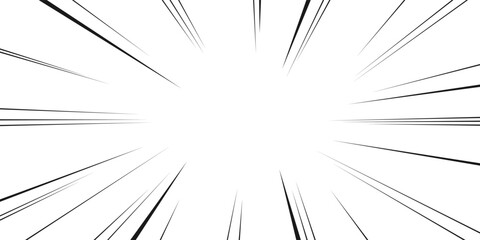 Comic book action lines on transparent  background. Pop art style radial speed lines. Cartoon burst background with rays or superhero action frame, anime or manga style. Vector. © Roman