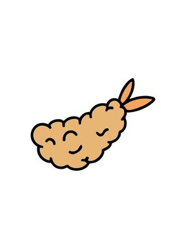 splitting effect animation of japanese tempura fried shimp snack