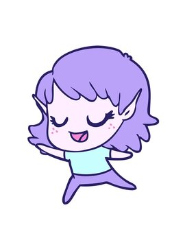 attention grabbing animation of carton happy elf girl dancing