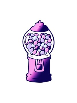 neon light effect animation of cartoon gumball machine