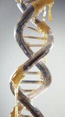 regenerative. Glowing DNA helix intertwined with golden strands, symbolizing regenerative medicine breakthroughs. STEM education sheets.
