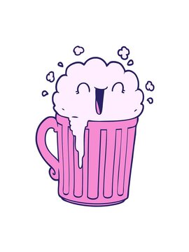 jiggle and pause animation of happy cartoon mug of beer