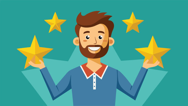 A cheerful digital illustration of a young man holding golden stars in both hands, symbolizing success and achievement. The vibrant colors and fun design emphasize the positive message of excellence