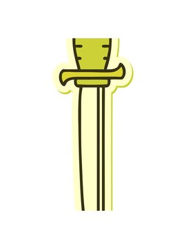 changing color animation of sticker of tattoo in traditional style of a dagger