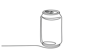Simple line drawing of a single beverage can in minimalist style © Pixel Loft