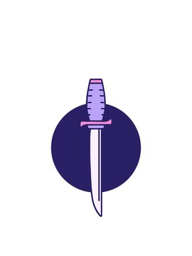 rise and float animation of iconic tattoo style image of a dagger