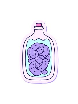 shine light effect animation of hand drawn sticker cartoon doodle jar of pickled gherkins