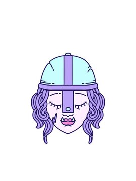 blinking radial lines animation of Retro Tattoo Style orc fighter character face