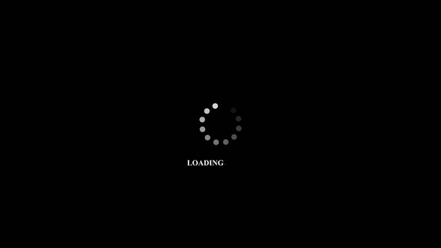 A simple loading screen with a circular loading animation and the word 'LOADING' in white text on a black background.