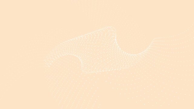 Abstract animated background in soft bisque tones featuring dotted particle patterns forming a flowing spiral wave at the center. Smooth motion, seamless loop, and clean minimal design.