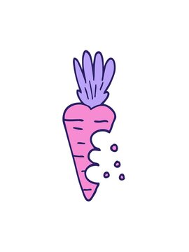 jiggle and pause animation of cartoon doodle carrot with bite marks