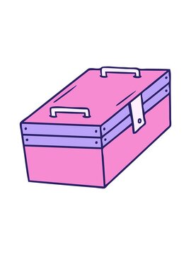 shivering motion animation of hand drawn cartoon doodle of a metal tool box
