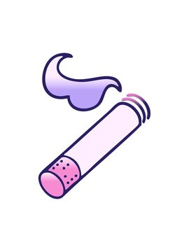 pixelize effect animation of gradient shaded cartoon of a cigarette smoke