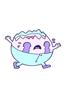 bobbing motion animation of humpty dumpty cartoon egg man crying