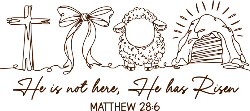 He is not here He Has Risen Matthew 28:6 Svg, Easter Christian Svg