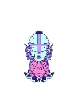 blinking radial lines animation of elf fighter with natural twenty dice roll