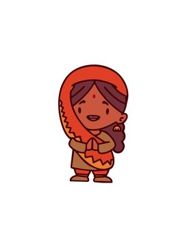 pressure popping animation of indian woman in traditional dress