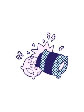 splitting effect animation of cartoon doodle pillows