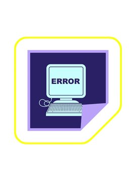 radioactive glowing animation of computer error vector illustration square peeling sticker
