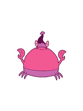 pressure popping animation of hand drawn line drawing of a crab wearing santa hat