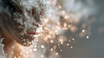 Abstract dreamy figure in bokeh lights