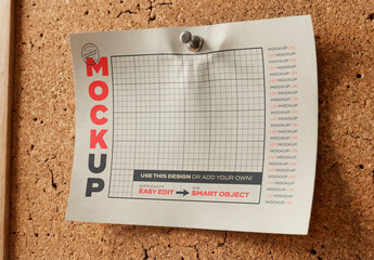 Horizontal Page Pin to Cork Panel Mockup