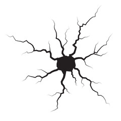 Radial Ground Crack Impact Isolated on Transparent Background, Earthquake Damage Concept