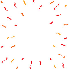 Red and Orange Confetti Border on Transparent Background, Minimal Festive Decoration, Celebration Frame Design