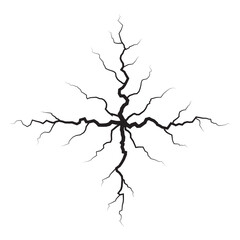 Cross Shaped Ground Crack Isolated on Transparent Background, Earthquake Damage Concept