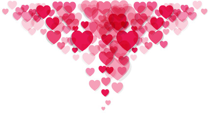 Floating Red and Pink Hearts Explosion on Transparent Background, Love Celebration Concept, Valentine Love Abstract, Romantic Love Design