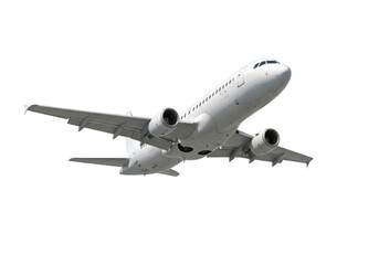 Obraz premium Commercial airliner in flight isolated on transparent background