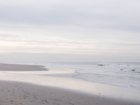 A rather calm North Sea shore on a winters day