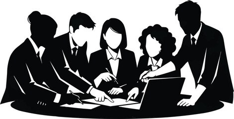 Business Team Collaboration Silhouette Vector &ndash; Corporate Teamwork Concept