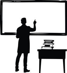 Teacher Writing on Board Silhouette Vector &ndash; Education and Learning Concept