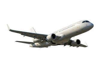 Obraz premium Commercial airliner in flight isolated on transparent background