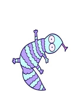 stretching up animation of cartoon lizard