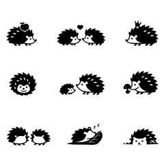 hedgehogs vector icon set on a white background
Vector icon set