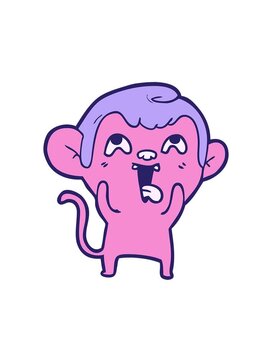 jiggle and pause animation of crazy cartoon of monkey
