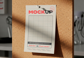 Vertical Page Pin to Cork Panel Mockup