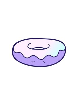 splitting effect animation of cartoon doodle iced donut