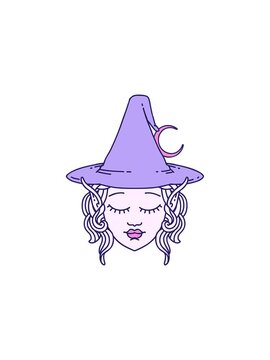 splitting effect animation of Retro Tattoo Style elf mage character face