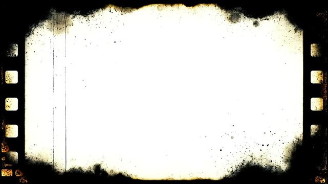 Vintage Film Strip Frame with Grungy Edges and White Copy Space
