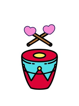 spinning hearts animation of traditional brazilian drum percussion instrument