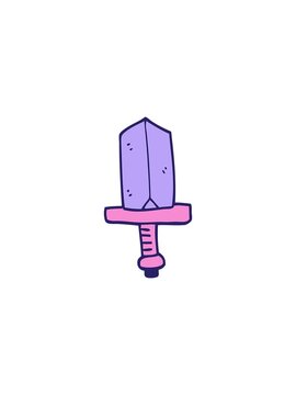flashy sales animation of cartoon doodle jeweled dagger