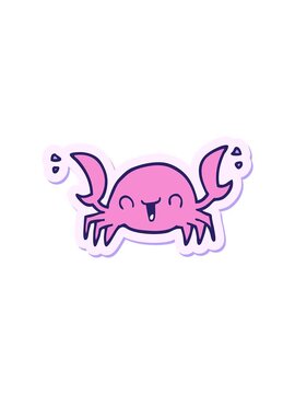 popping motion animation of sticker of a cartoon crab