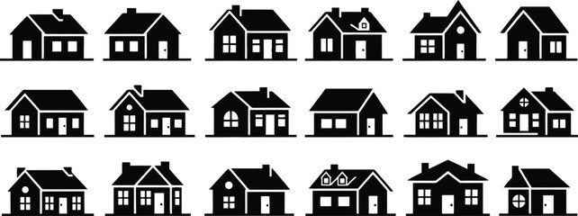 Fototapeta premium Collection of house silhouettes Vector