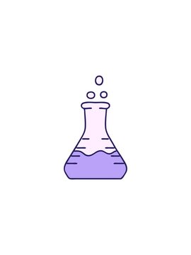 flashy sales animation of cartoon of a bubbling chemical potion vial